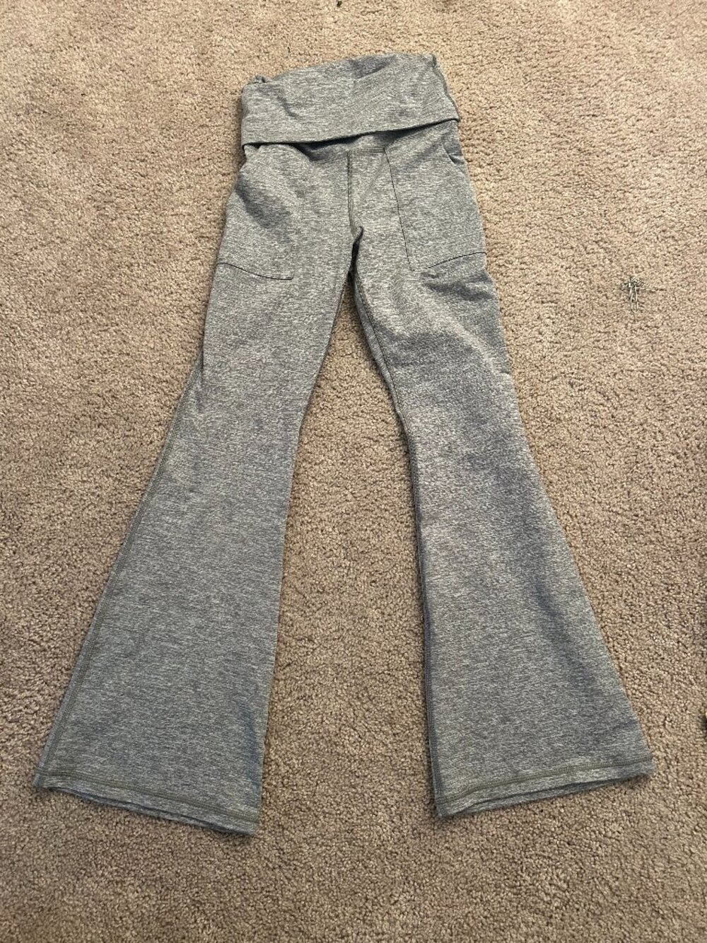 Gray Foldover Flare Legging